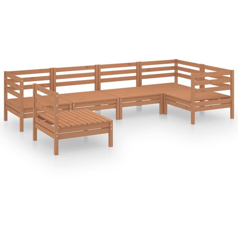 

Juego muebles de jardín 6 pzas madera pino maciza marrón miel - Marrón - Vidaxl
