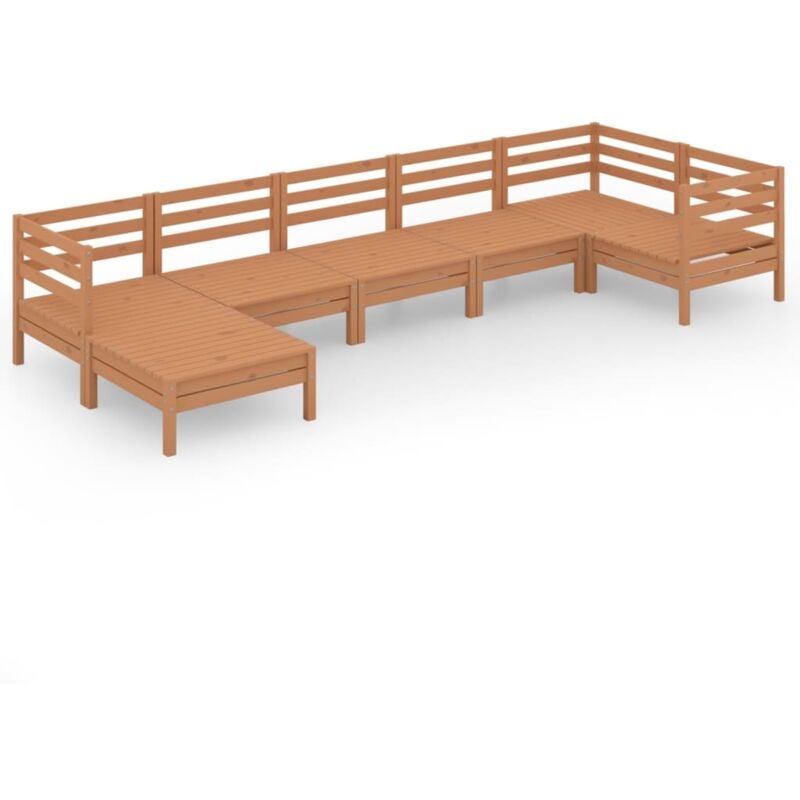 

Vidaxl - Juego muebles de jardín 7 pzas madera maciza pino marrón miel - Marrón