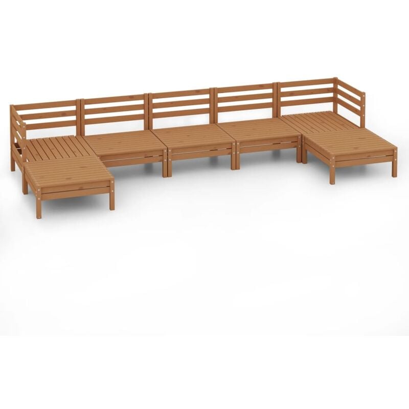 

Vidaxl - Juego muebles de jardín 7 pzas madera maciza pino marrón miel - Marrón