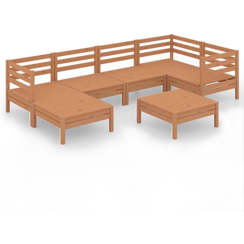 

Vidaxl - Juego muebles de jardín 7 pzas madera maciza pino marrón miel - Marrón