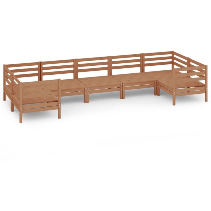 

vidaXL Juego muebles de jardín 7 pzas madera maciza pino marrón miel - Marrón