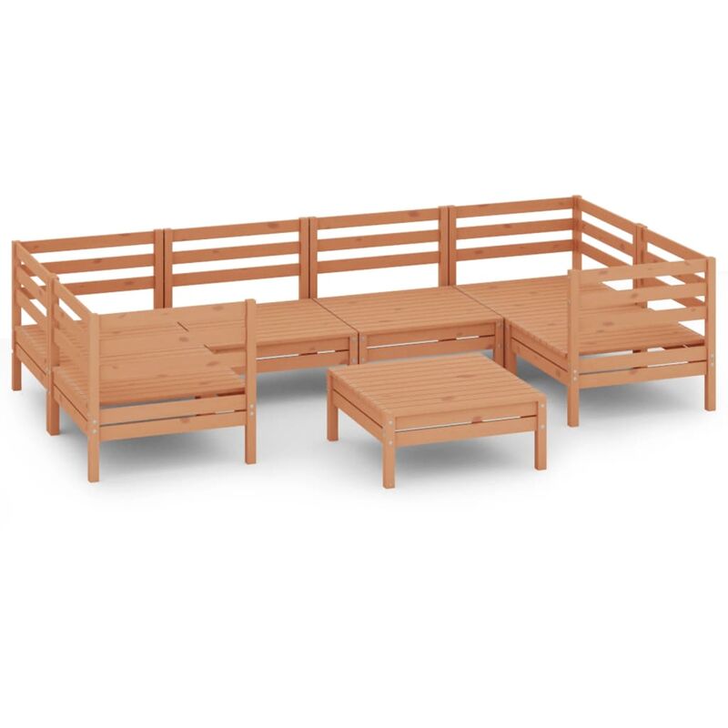

vidaXL Juego muebles de jardín 7 pzas madera maciza pino marrón miel - Marrón