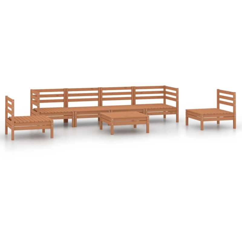 

Vidaxl - Juego muebles de jardín 7 pzas madera maciza pino marrón miel - Marrón