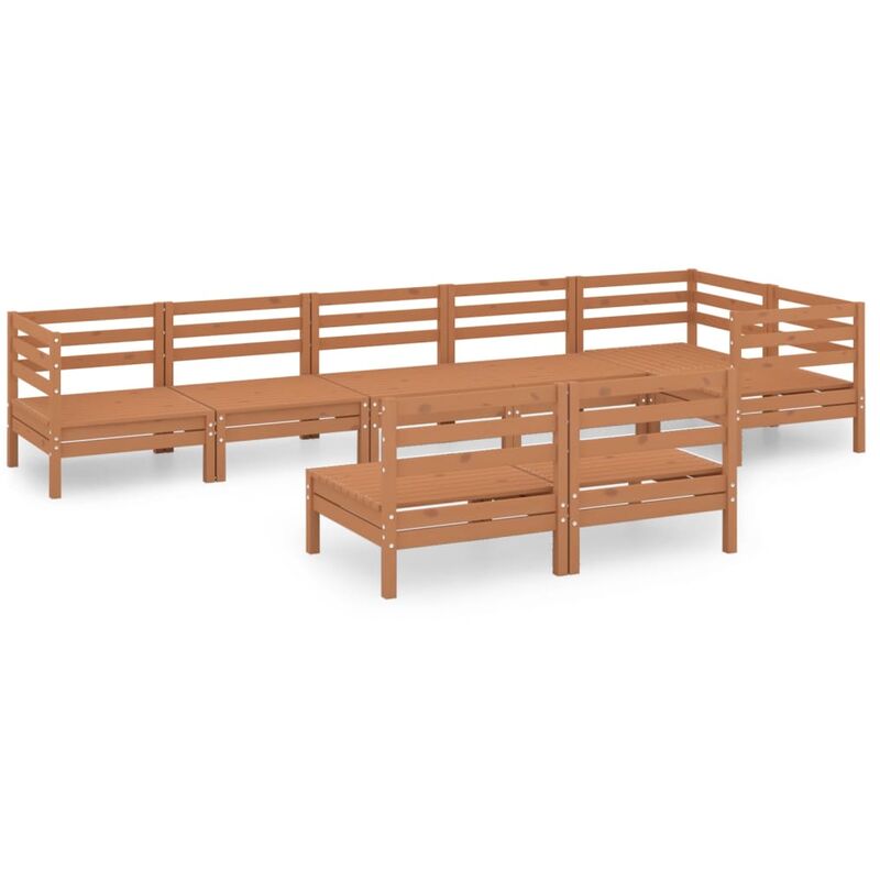 

Juego muebles de jardín 8 pzas madera maciza pino marrón miel - Marrón - Vidaxl