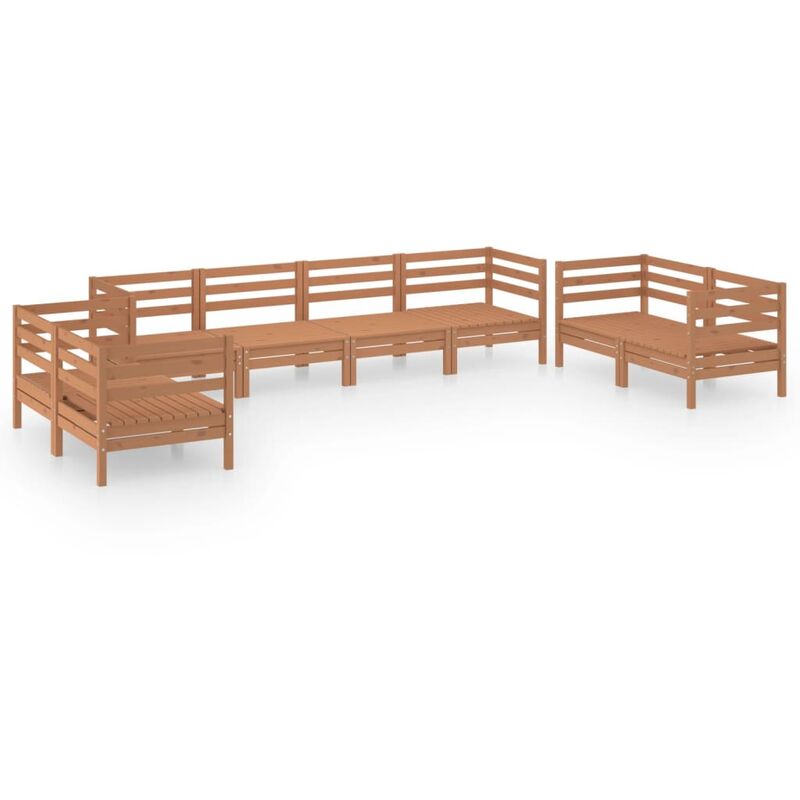 

Juego muebles de jardín 8 pzas madera maciza pino marrón miel - Marrón - Vidaxl