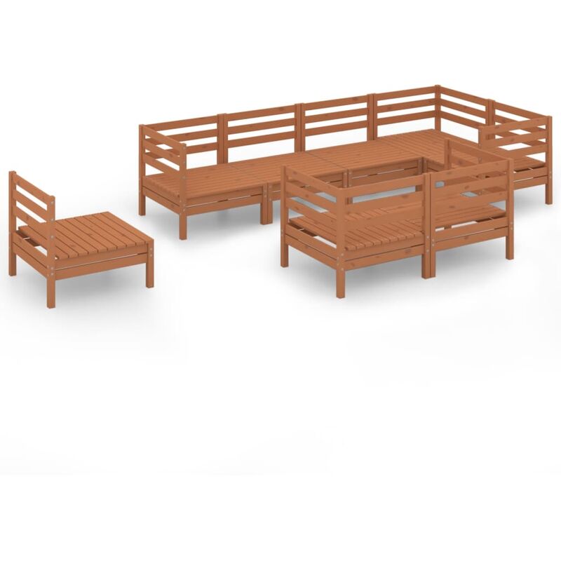 

Juego muebles de jardín 8 pzas madera maciza pino marrón miel - Marrón - Vidaxl
