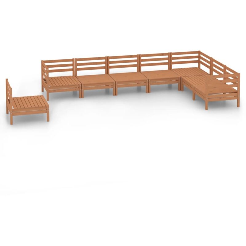

Juego muebles de jardín 8 pzas madera maciza pino marrón miel - Marrón - Vidaxl