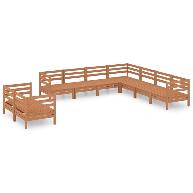

Juego muebles de jardín 9 pzas madera maciza pino marrón miel - Marrón - Vidaxl