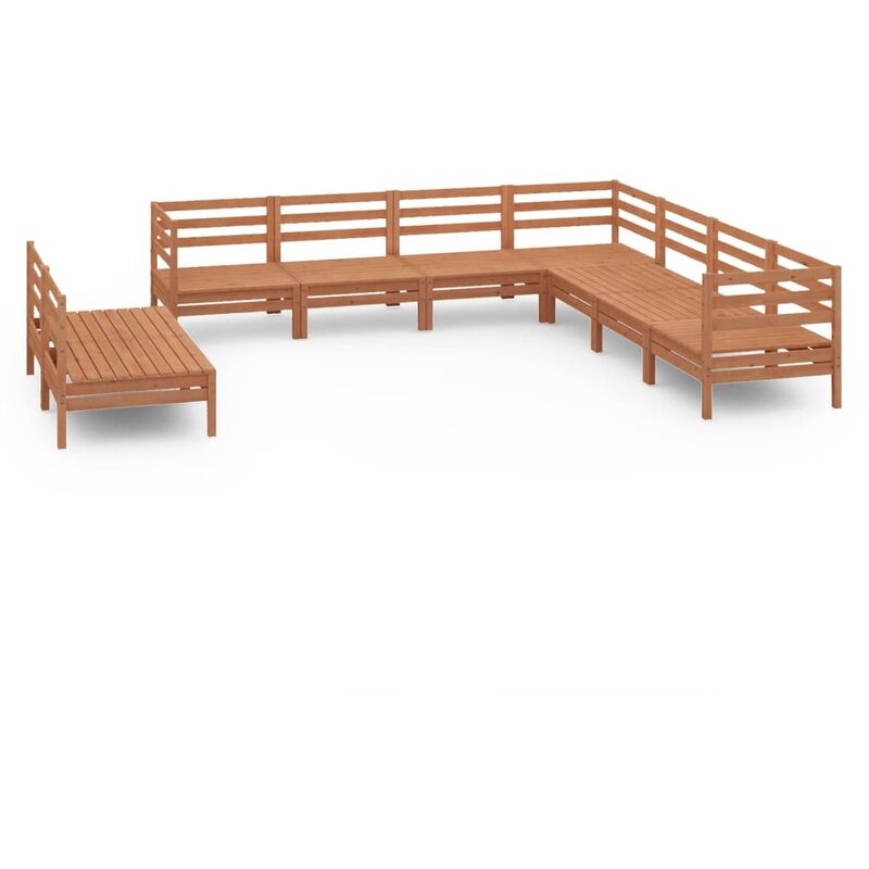 

Juego muebles de jardín 9 pzas madera maciza pino marrón miel - Marrón - Vidaxl