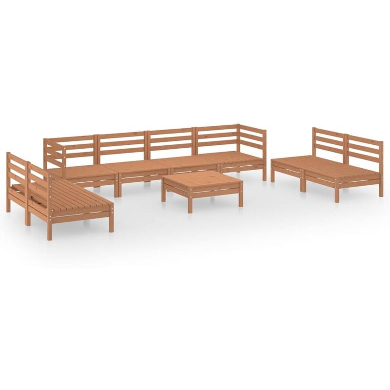 

vidaXL Juego muebles de jardín 9 pzas madera maciza pino marrón miel - Marrón