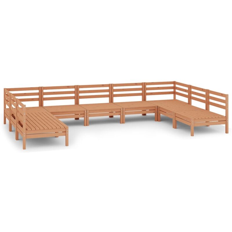 

vidaXL Juego muebles de jardín 9 pzas madera maciza pino marrón miel - Marrón