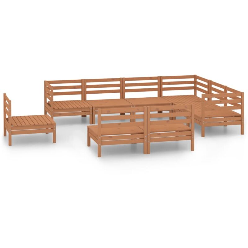 

Juego muebles de jardín 9 pzas madera maciza pino marrón miel - Marrón - Vidaxl