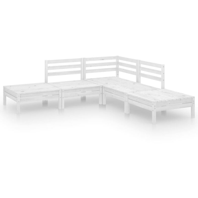 

Vidaxl - Juego muebles de jardín de 5 pzas madera de pino maciza blanco - Blanco