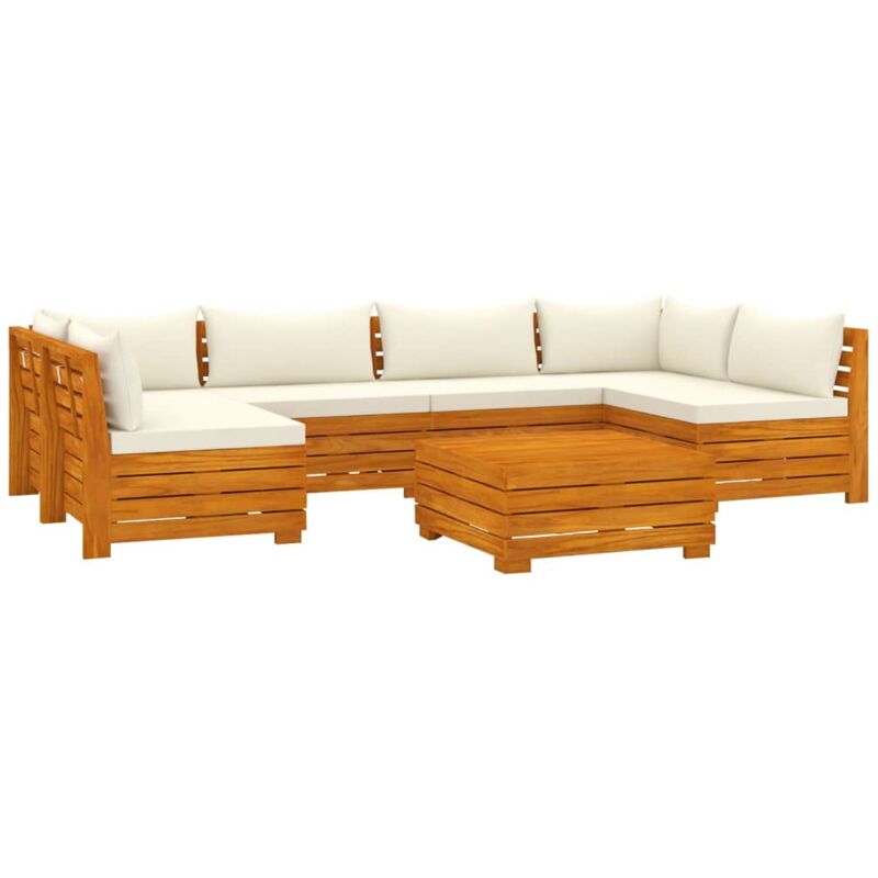 

Juego muebles de jardín y cojines 7 pzas madera maciza acacia - Marrón - Vidaxl