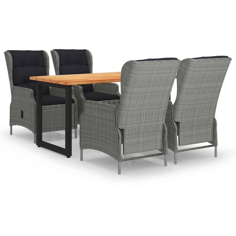 

Juego muebles jardín 5 pzas cojines ratán sintético gris claro - Gris - Vidaxl