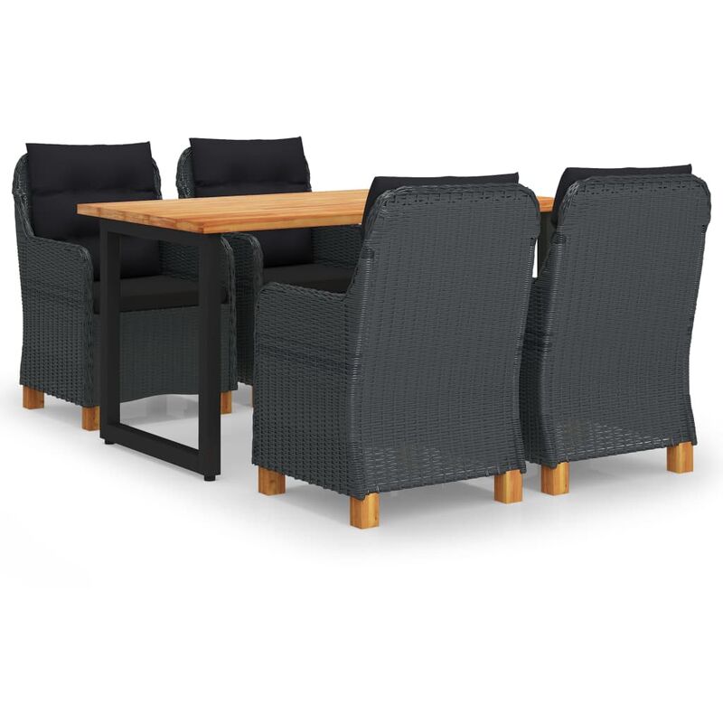 

Juego muebles jardín 5 pzas cojines ratán sintético gris oscuro - Gris - Vidaxl