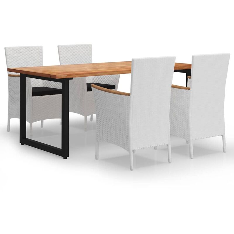 

Juego muebles jardín 5 pzas con cojines ratán sintético blanco - Blanco - Vidaxl