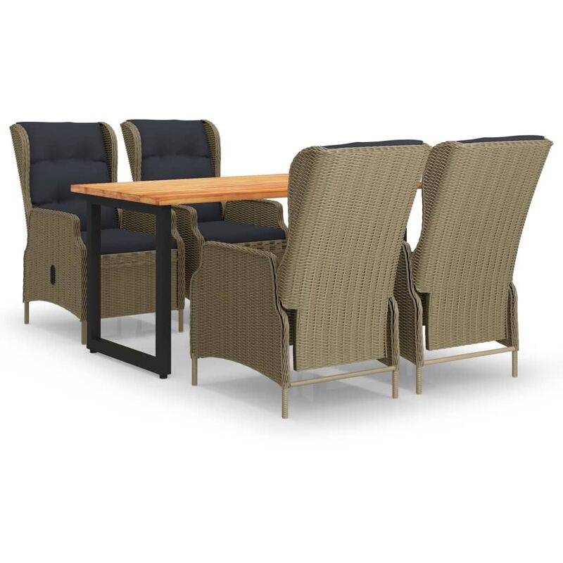 

Juego muebles jardín 5 pzas con cojines ratán sintético marrón - Marrón - Vidaxl