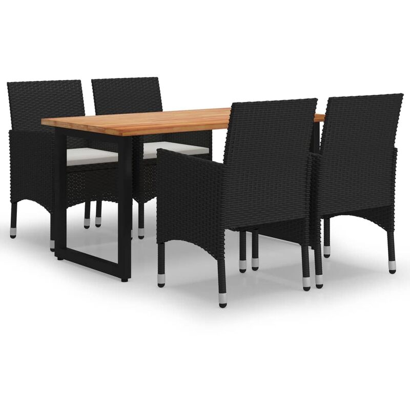 

vidaXL Juego muebles jardín 5 pzas con cojines ratán sintético negro - Negro
