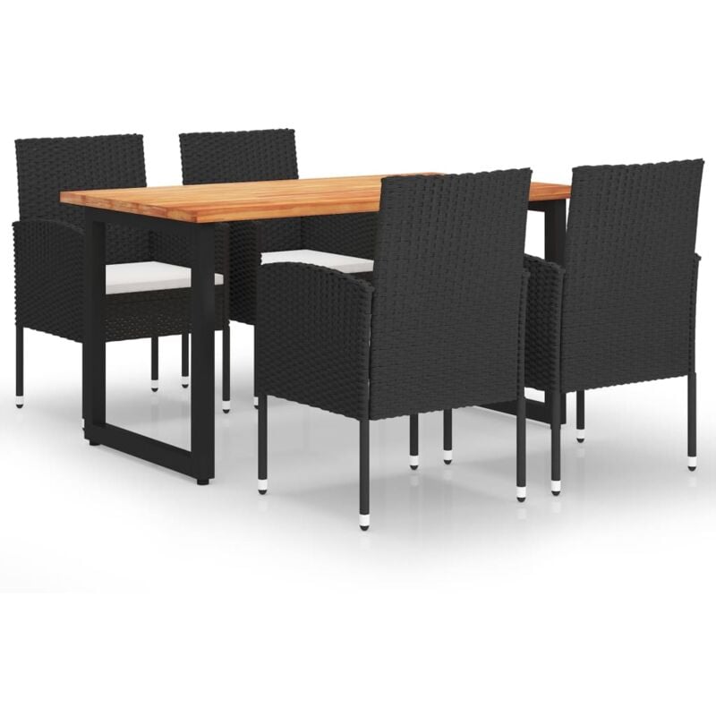 

Vidaxl - Juego muebles jardín 5 pzas con cojines ratán sintético negro - Negro