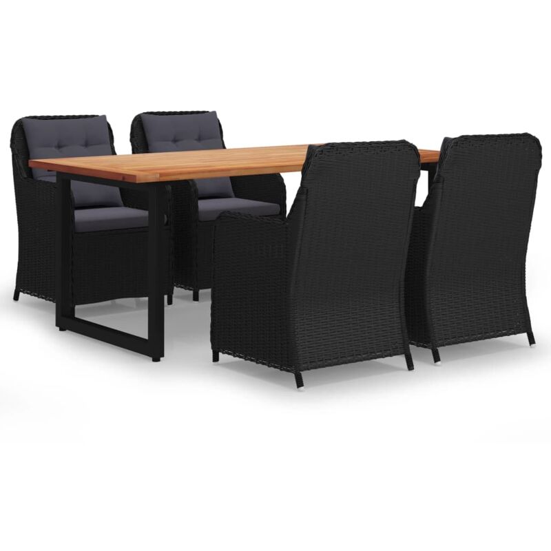 

Juego muebles jardín 5 pzas con cojines ratán sintético negro - Negro - Vidaxl