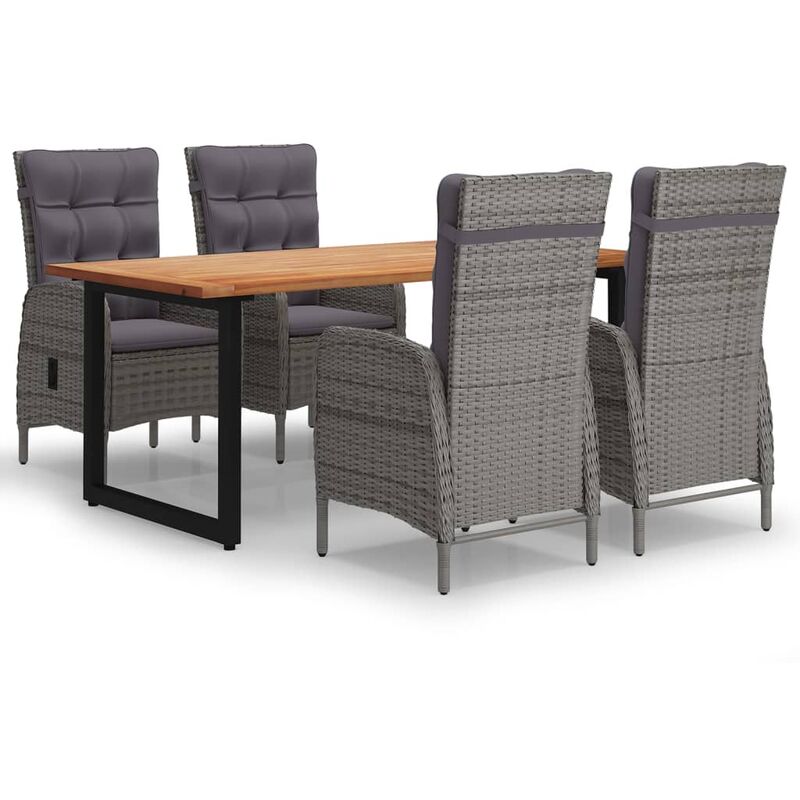 

Vidaxl - Juego muebles jardín 5 pzas con cojines ratán sintético gris