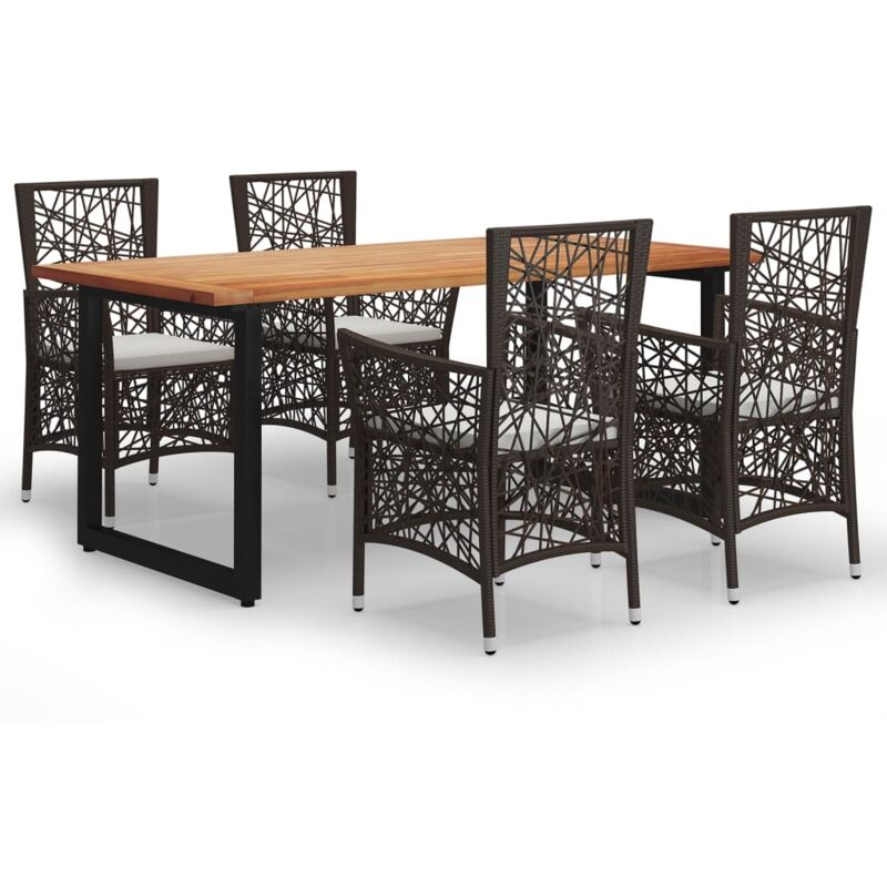 

Vidaxl - Juego muebles jardín 5 pzas con cojines ratán sintético marrón - Marrón