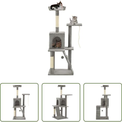 vidaXL Juego para gatos -  Rascador para gatos con poste de sisal 120 cm gris