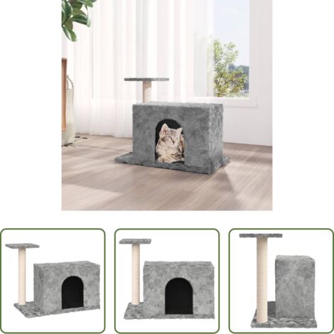 vidaXL Juego para gatos -  Rascador para gatos con postes de sisal gris claro 51 cm