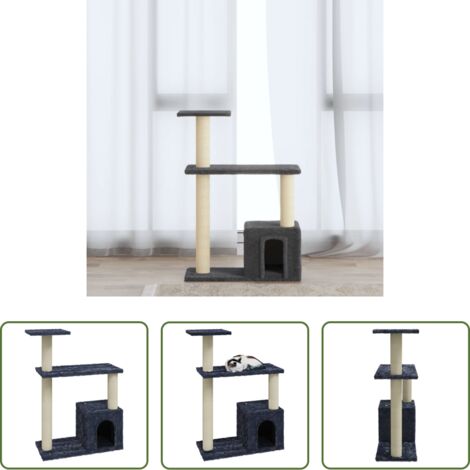 vidaXL Juego para gatos -  Rascador para gatos con postes de sisal gris oscuro 70 cm