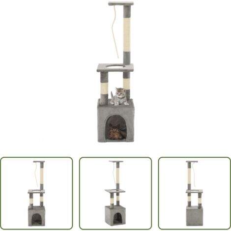 vidaXL Juego para gatos -  Rascador para gatos con postes rascadores de sisal 109 cm gris