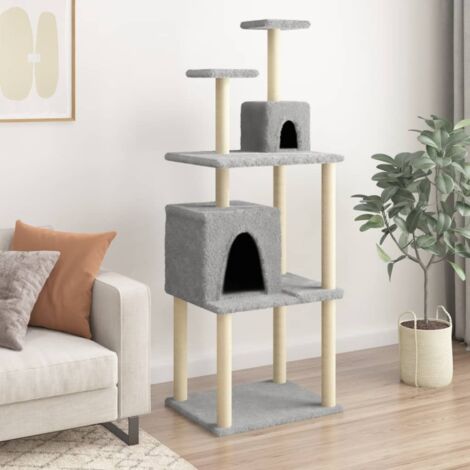 vidaXL Katzenbaum mit Sisal Kratzflächen Hellgrau 167 cm