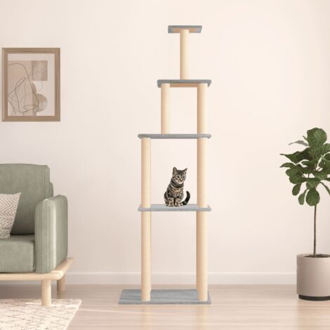 vidaXL Katzenbaum mit Sisal-Kratzflächen hellgrau 183 cm