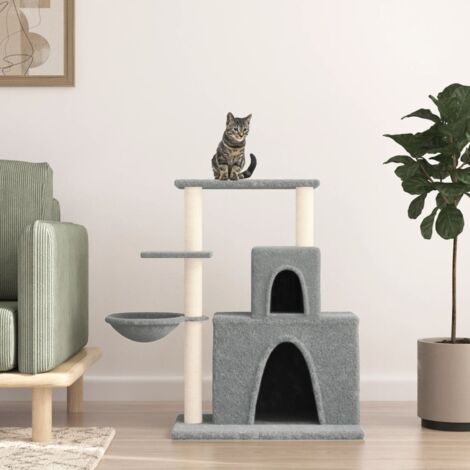 vidaXL Katzenbaum mit Sisal-Kratzflächen Hellgrau 83 cm