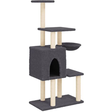 vidaXL Katzenbaum mit Sisal-Kratzsäulen Dunkelgrau 131 cm