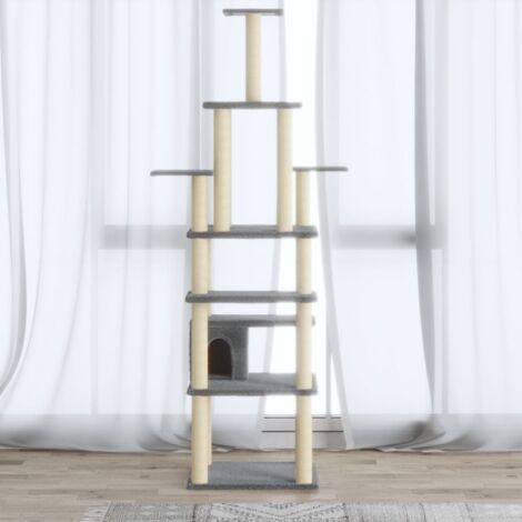vidaXL Katzenbaum mit Sisal-Kratzsäulen Hellgrau 183 cm