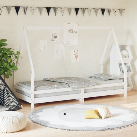 vidaXL Kids Bed Frame White 90x200 cm Solid Wood Pine