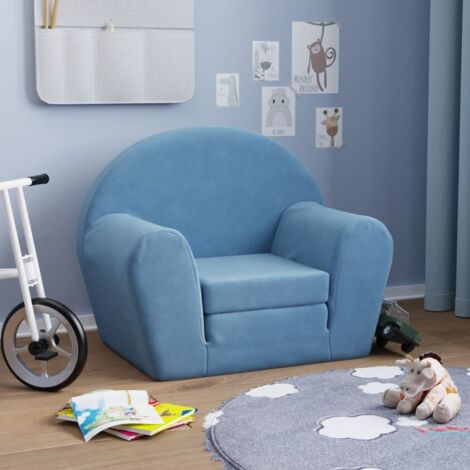 vidaXL Kids' Sofa Bed Blue Soft Plush