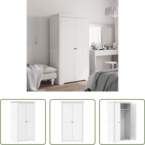 vidaXL Kieferholz - Kleiderschrank BODO Weiß 99x53,5x173 cm Massivholz Kiefer
