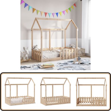 vidaXL Kinderbett Hausbett 70x140 cm Massivholz Kiefer