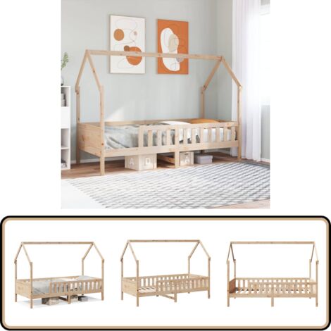 vidaXL Kinderbett Hausbett 90x190 cm Massivholz Kiefer