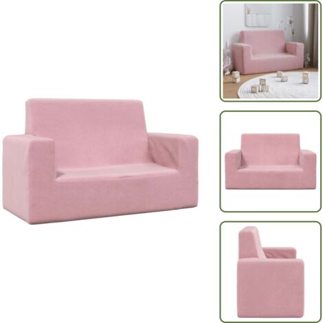 vidaXL Kindersofa 2-Sitzer Rosa Weich Plüsch