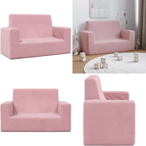 vidaXL Kindersofa 2-Sitzer Rosa Weich Plüsch