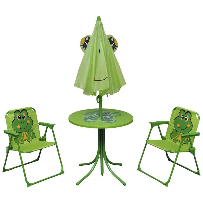 3 Tlg Garten Bistro Set Fur Kinder Mit Sonnenschirm Grun