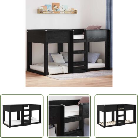 vidaXL Kinderzimmer Möbel -  Etagenbett für Kinder Schwarz Eichen-Optik 90 x 200 cm