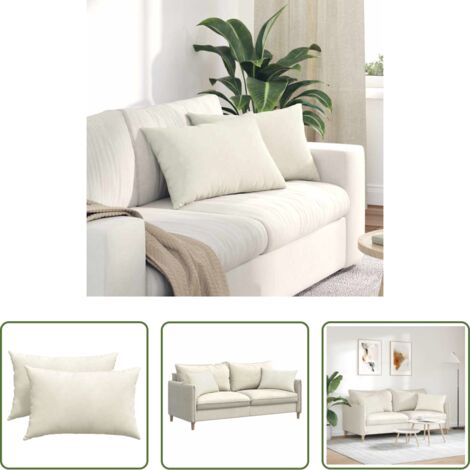 vidaXL Kissen -  Sofakissen 2 Stück Creme 60 x 40 cm Cordstoff
