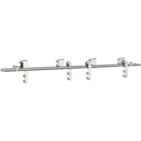 vidaXL Kit Binari Porta Scorrevole 183 cm Acciaio Inossidabile Argento