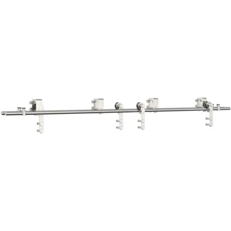 vidaXL Kit Binari Porta Scorrevole 200 cm Acciaio Inossidabile Argento