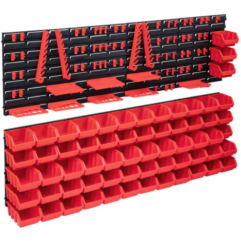 vidaXL Kit Contenitori 141 pz con Pannelli a Parete Rosso e Nero
