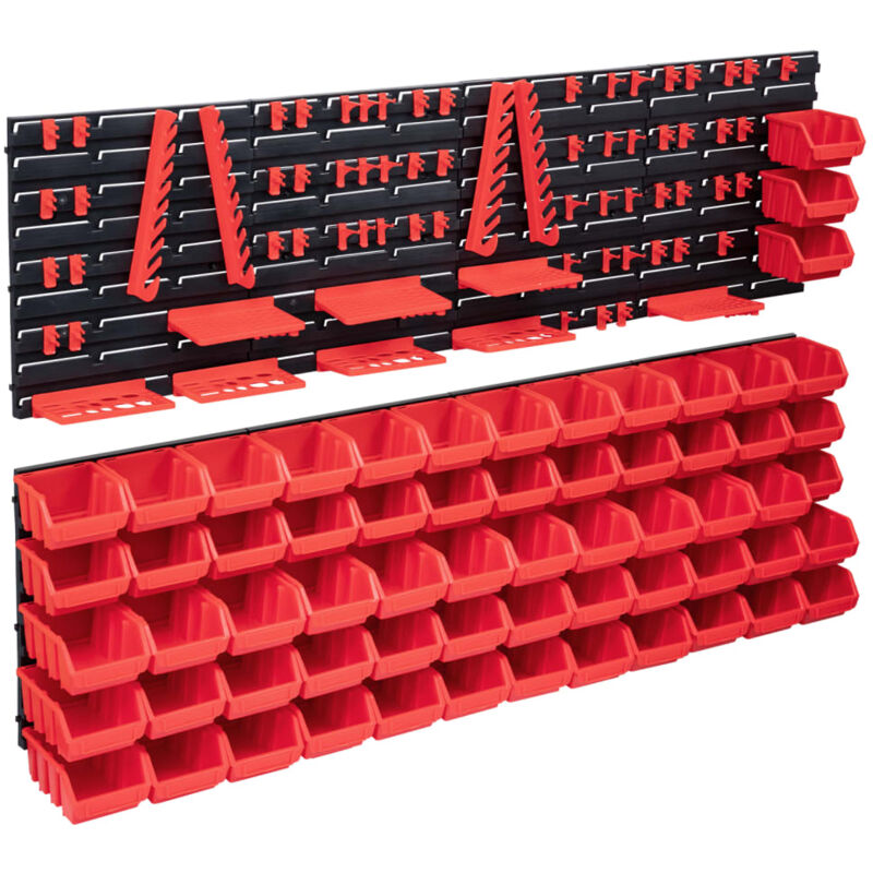 

Vidaxl - Kit de cajas de almacenaje 141 pzas paneles de pared rojo negro - Rojo